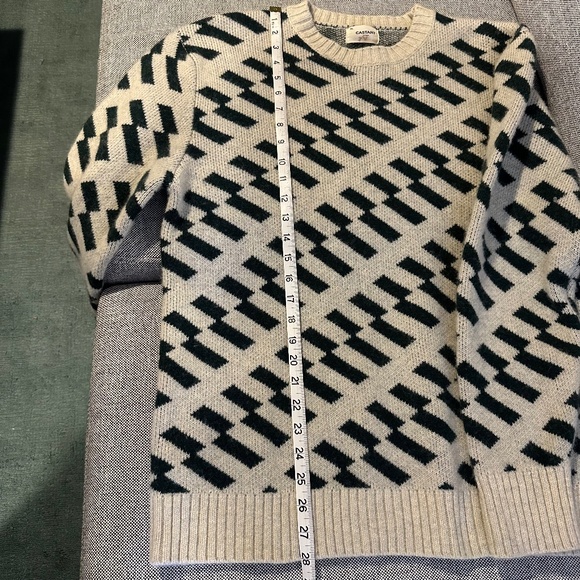 CASTART Antwerp Ski Roundup Wool Geometric Stripe Sweater, Green/Ecru, Sz XL - Picture 9 of 9